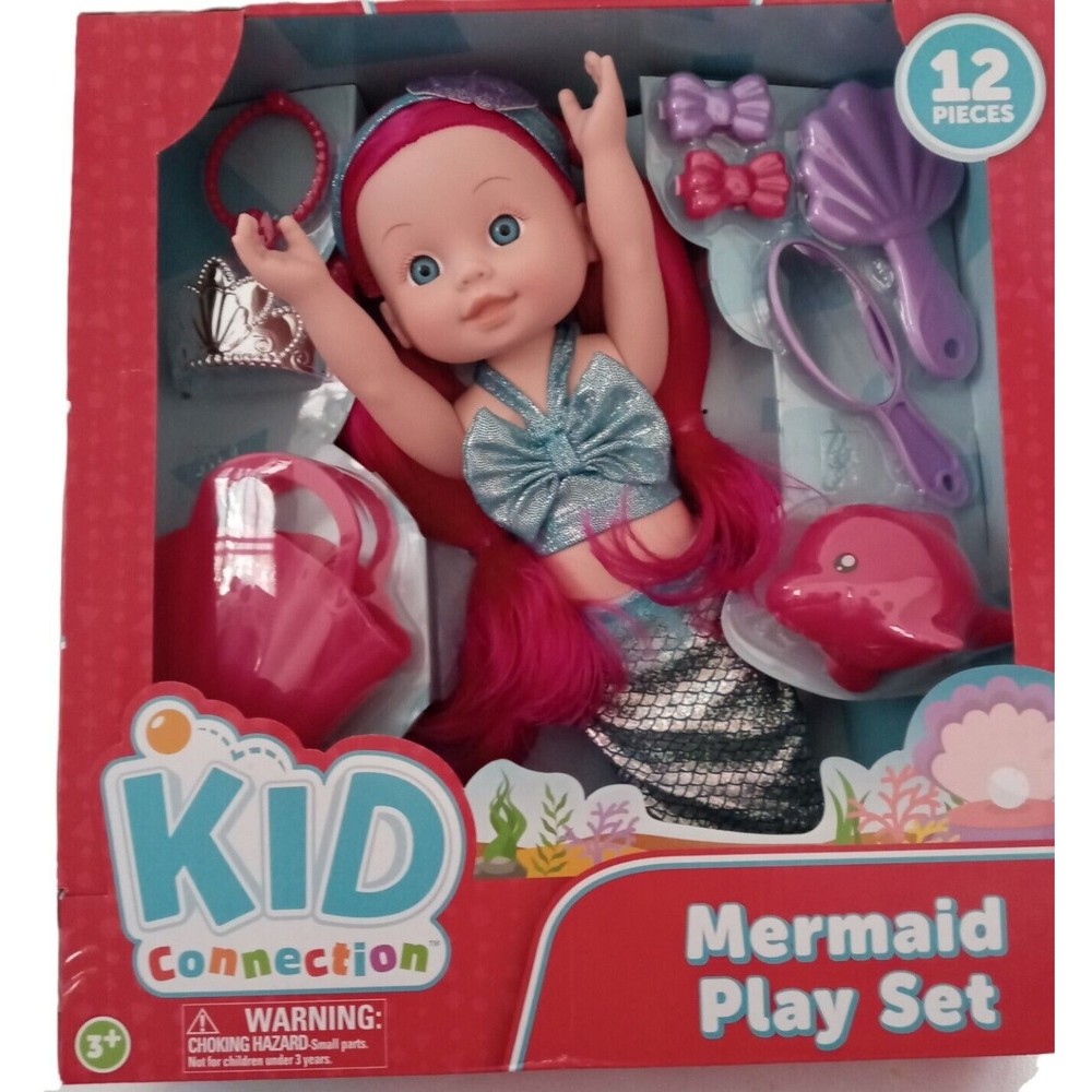 Mermaid Doll Play Set 12 Piece Kid Connection Age 3yrs+ Accessories Gift New Box